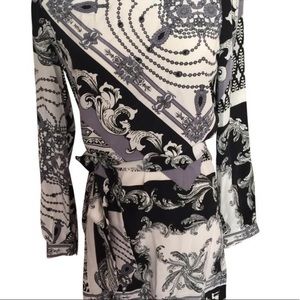 Black White and Gray W Silk Shift w/ Belt Xsmall